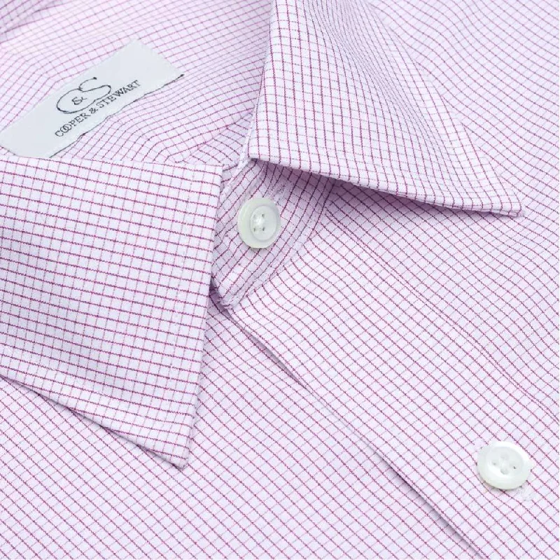 The Dover - Wrinkle-Free Graph Check Cotton Dress Shirt in Berry by Cooper & Stewart